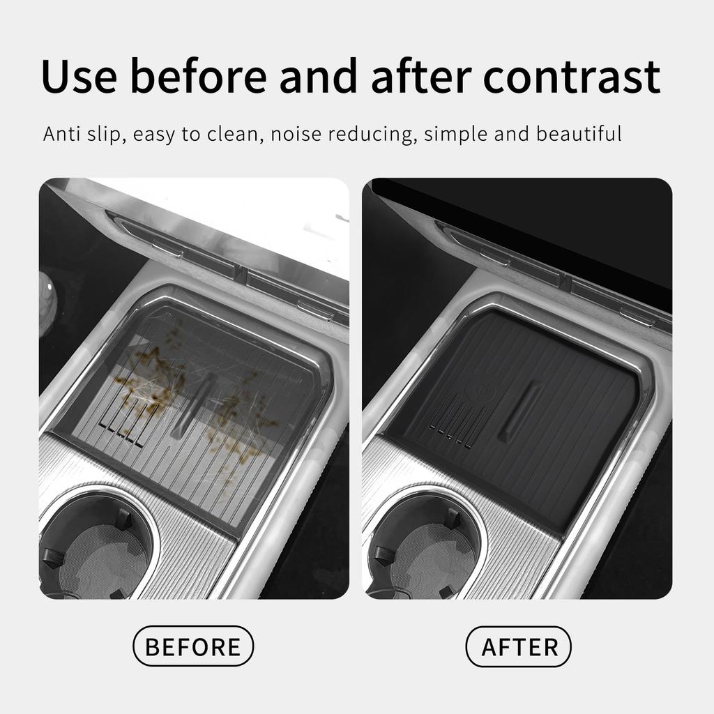 For Mazda EZ-6 EZ6 2025 Silicone Wireless Charging Mat Phone Anti-slip Protective Storage Box Pad Car Interior Accessories Black