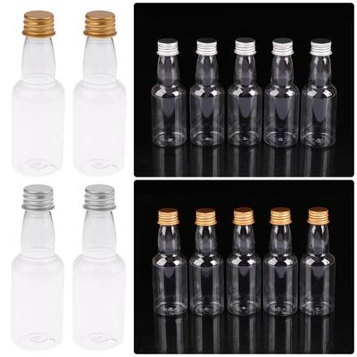 5Pcs Silver/ Gold Caps Plastic Spirit Bottle Party Supplies Wine Bottle Mini Liquor Bottles Set Small 60ml Alcohol Shot Bottles