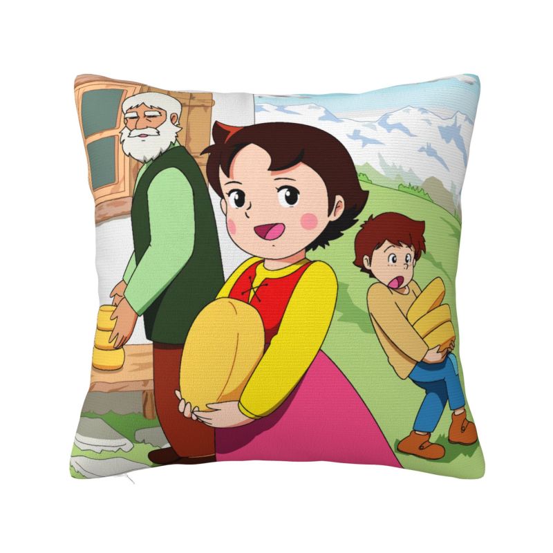 Heidi Peter And Grandpa Family Cushion Cover Soft Alps Mountain Pillow Case Sofa Car Square Pillowcase Living Room Decoration
