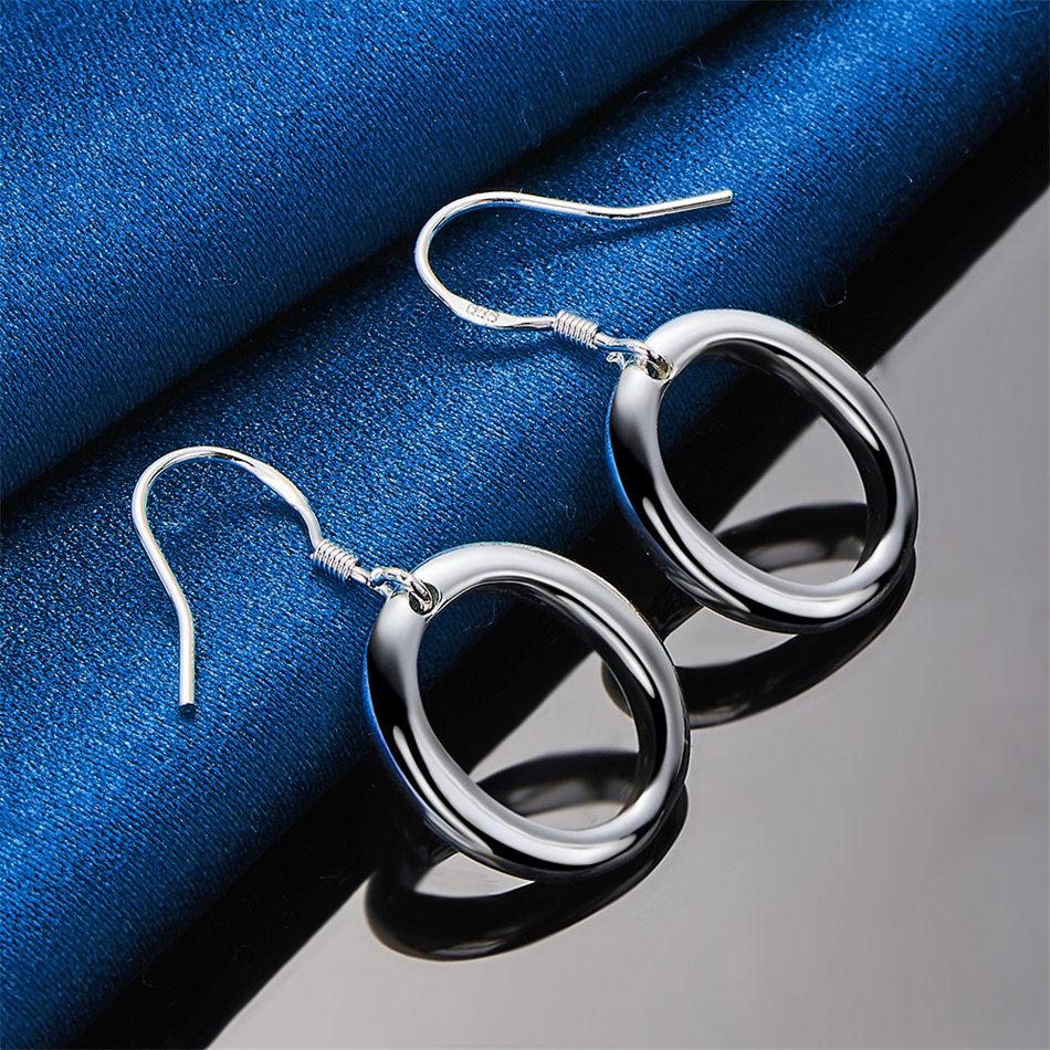 925 Sterling Silver Simple Hollow Out Round Earrings Fashionable Women's Gift Jewelry Wedding Accessories