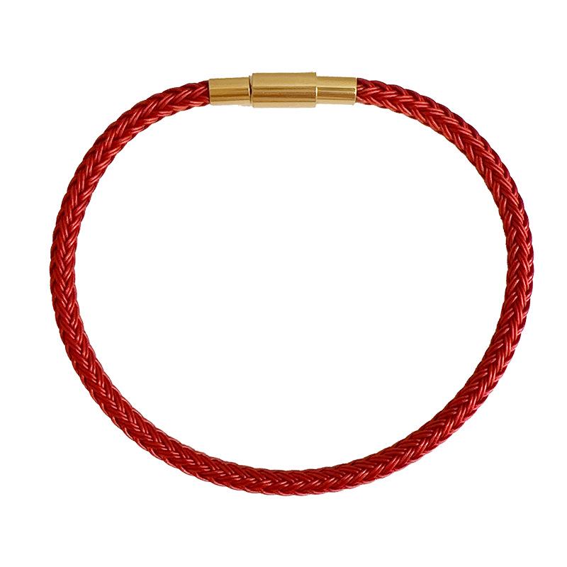 Zodiac Year Red and Black Rope Bracelets: Gold Hand Rope, Women's, Men's, Titanium Steel Leather, Non-Fading.