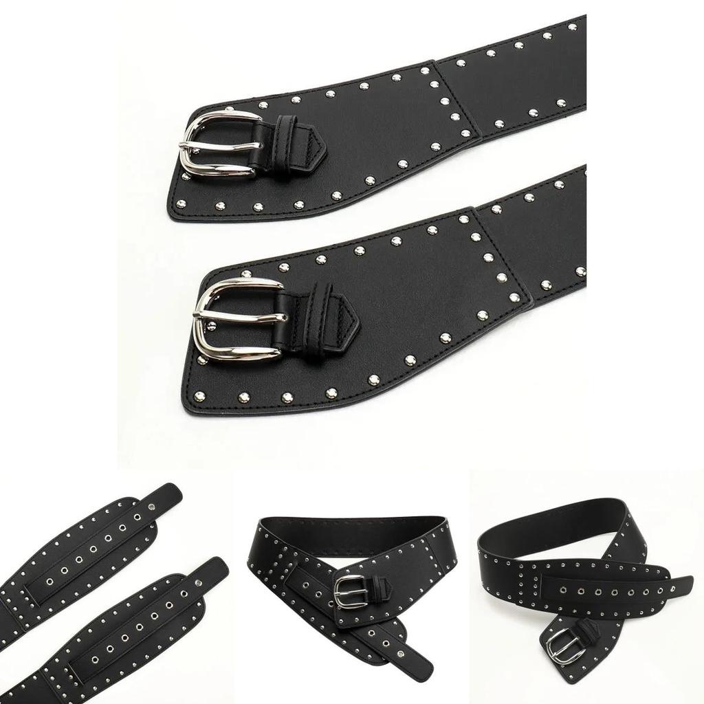 Vintage Irregular Wide Waist Belt With Alloy Buckle For Denim Pants Fashion Accessories