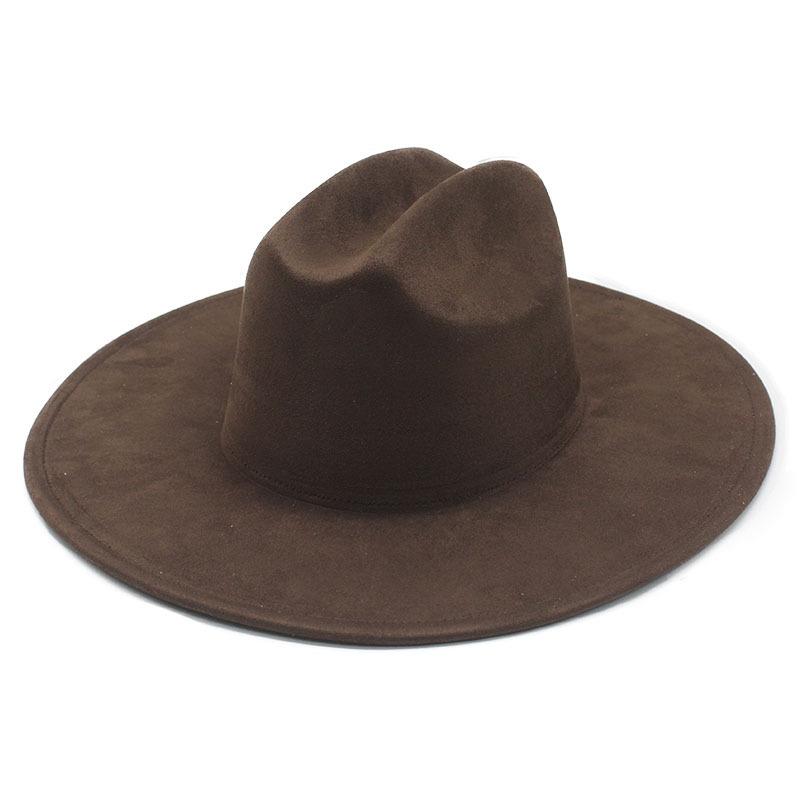 Suede flat edge western cowboy hat hot-selling retro jazz top hat men and women autumn and winter big-brimmed felt hat