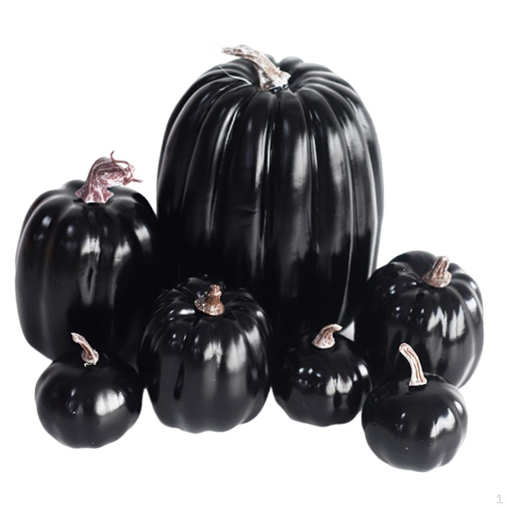 7 Pieces Faux Pumpkins Decorations Decor Crafts Artificial Ornaments for Seasonal Fireplace