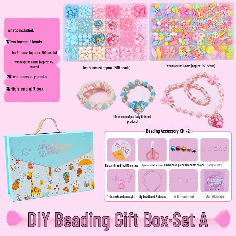 Beaded Toy Kit for Girls: DIY String Beads for Handmade Necklaces - Educational Birthday Gift