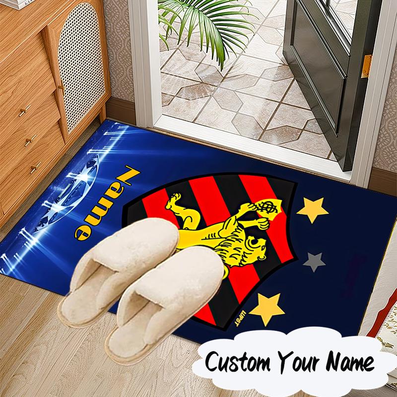 Custom Name Recife Lion Crest Emblem Rug for Living Room, Game Rooms, Office, Bedroom, Floor Mat Playful Design, Fan Gifts Christmas Decor
