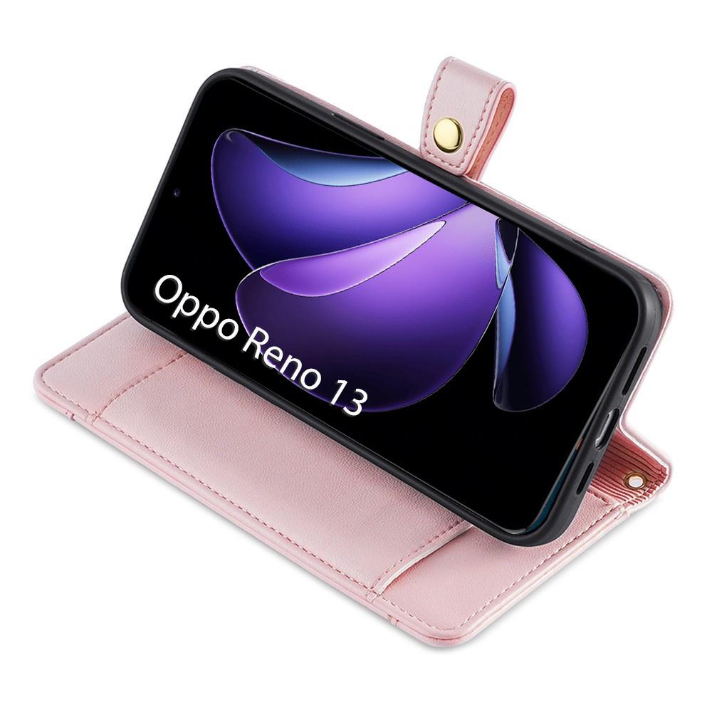 Oppo Reno 13 Flip Case, Wallet Zipper Pocket, Pink
