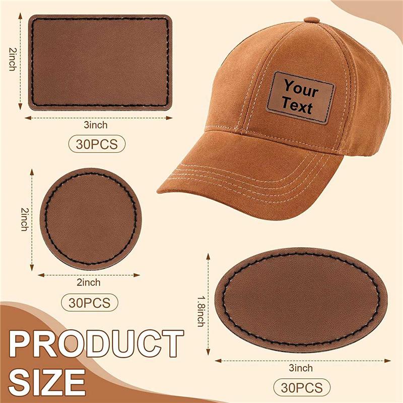 ABFS 180 Pcs Leatherette Blank Hat Patches Iron On Leatherette Patch Rustic Faux Leather Patches For Jacket Backpack