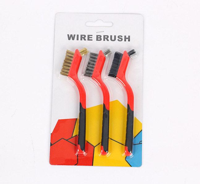 3pc Double-Headed Cleaning Brush Set: Stainless Steel & Copper Wire for Rust Removal, Antique Cleaning, and Crevice Detailing.