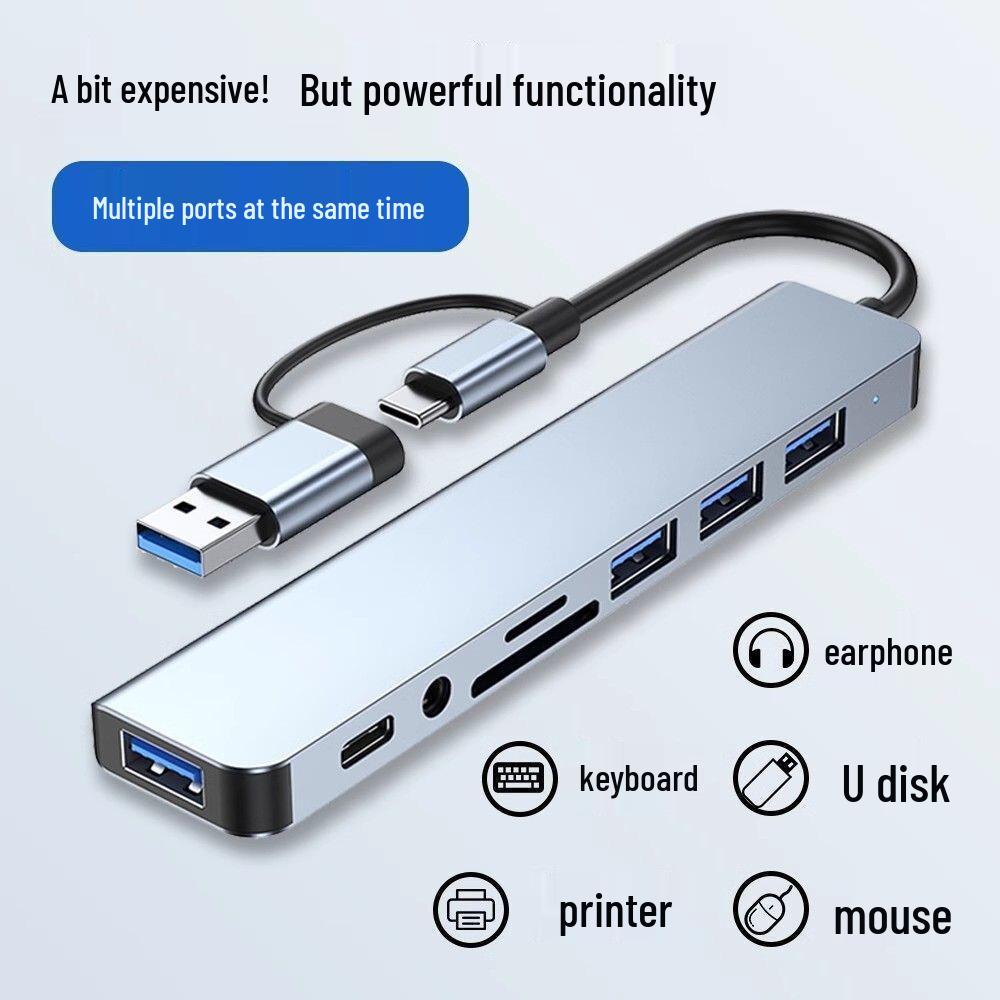 

8-in-1 Dual-Head USB-C Multi-Card Reader Hub for Laptops