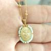 QMHJE Virgin Mary Pendant Charm Necklace Women Cross Scared Heart Jesus Choker Seed Beads Stainless Steel Chain Gold Color Mom