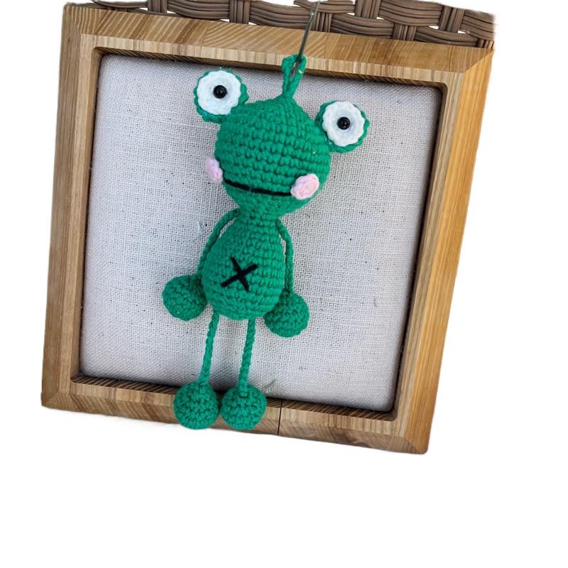 Cute Handmade Crochet Frog Hanging Pendant Home Decoration Knitting Rabbit Duck Doll Ornament Christams Party Gifts Room Decor