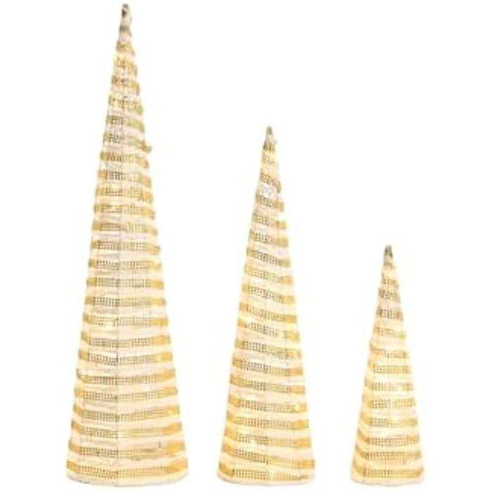 Décoration de fête - DKD HOME DECOR - Noël - Blanc doré - 20 x 20 x 80 cm - 3 pièces