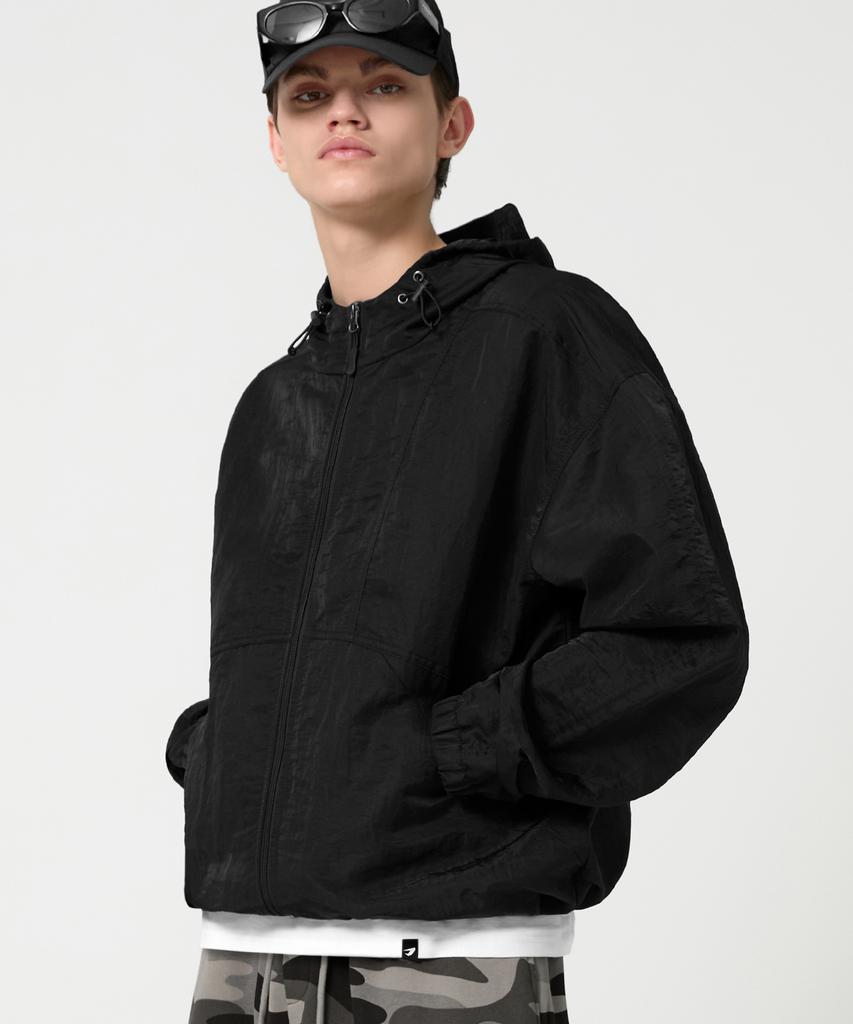 Trillion 2Way Light Sheer Hoodie Windbreaker_Black