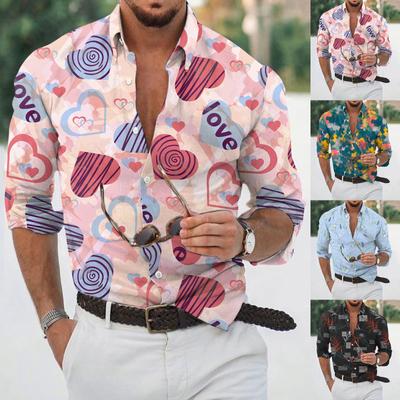Designer Spring Summer Men's Casual  3D Halloween Printing Hawaii Shirt Blouse Long Sleeve Shirts