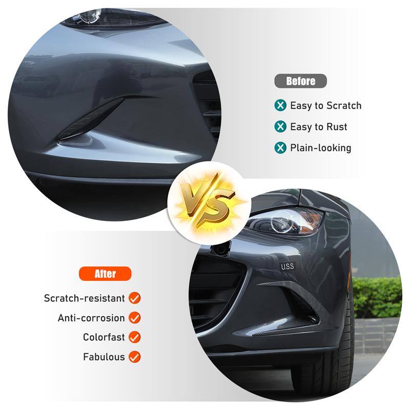 2 PCs ABS Carbon Fiber Car Front Bumper Side Air Intake Grille Decorative Frame Auto Accessories Suitable for Mazda MX-5 2016+