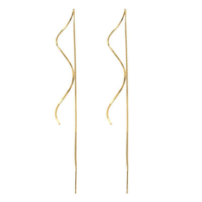 Korean version of wavy long earrings, earrings, women's temperament sweet light luxury trend spiral tassel temperament earrings, women's stud earrings