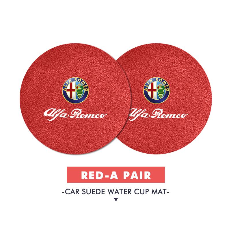 Car Stickers 2pcs Car Coaster Anti Slip Mat Water Cup Pad Accessories For Alfa Romeo GT Stelvio F1 Brera Volante Tonale Gloria D QA4