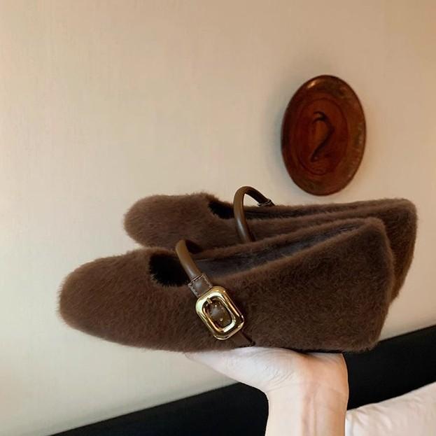 Grape Mother Has the Same Style, Ballet Style, One-word Belt To Increase the Height of Mao Mao Mary Jane Single Shoes for Women's Spring and Autumn 