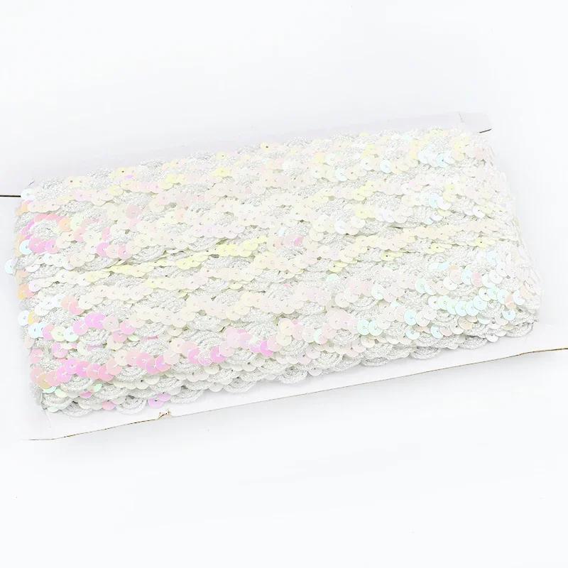 2/5/10M Meetee 15mm Paljettspets Flätat Band Band Kant Sy Kläder Scenklänning Bröllopstejp Dekor Spetsar Tyg Tillbehör