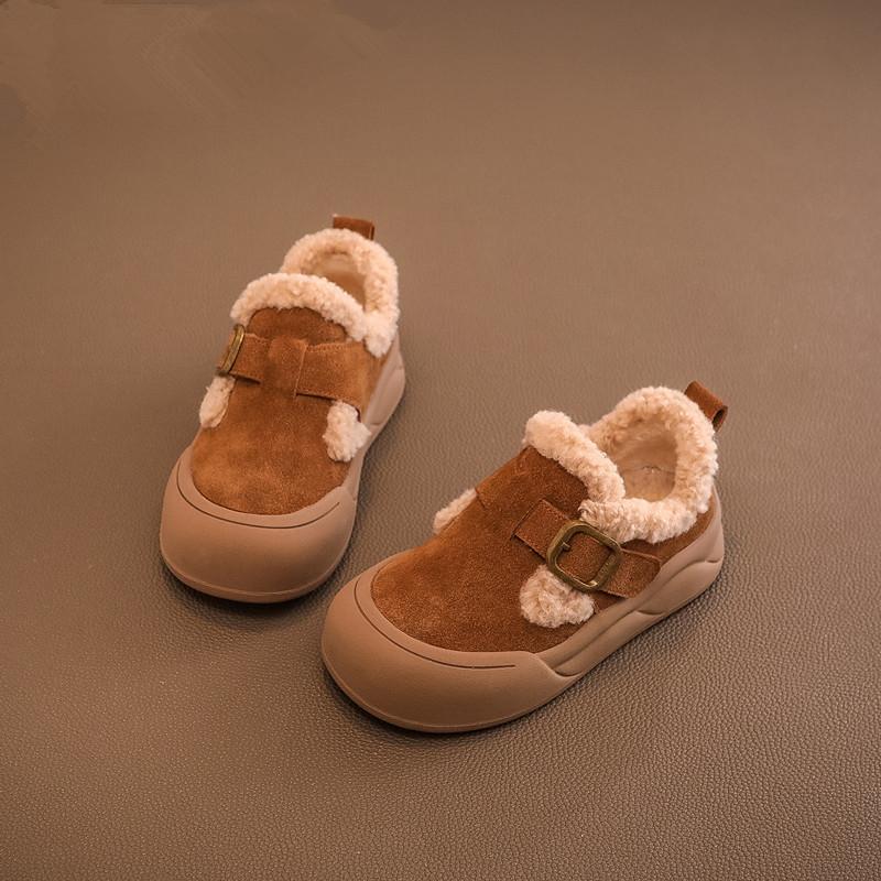 

Winter Warm Cotton-padded Shoes for Girls Non-slip Soft-soled Snow Boots for Boys Fleece-lined Shoes 36 верблюд