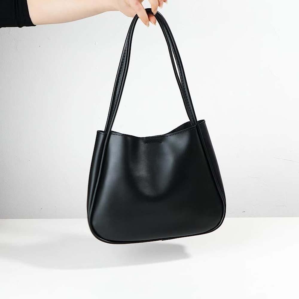 Anti-splash Water Solid Color Handbag Elegant French Underarm Bag Shopping Soft PU Tote Bag  Party