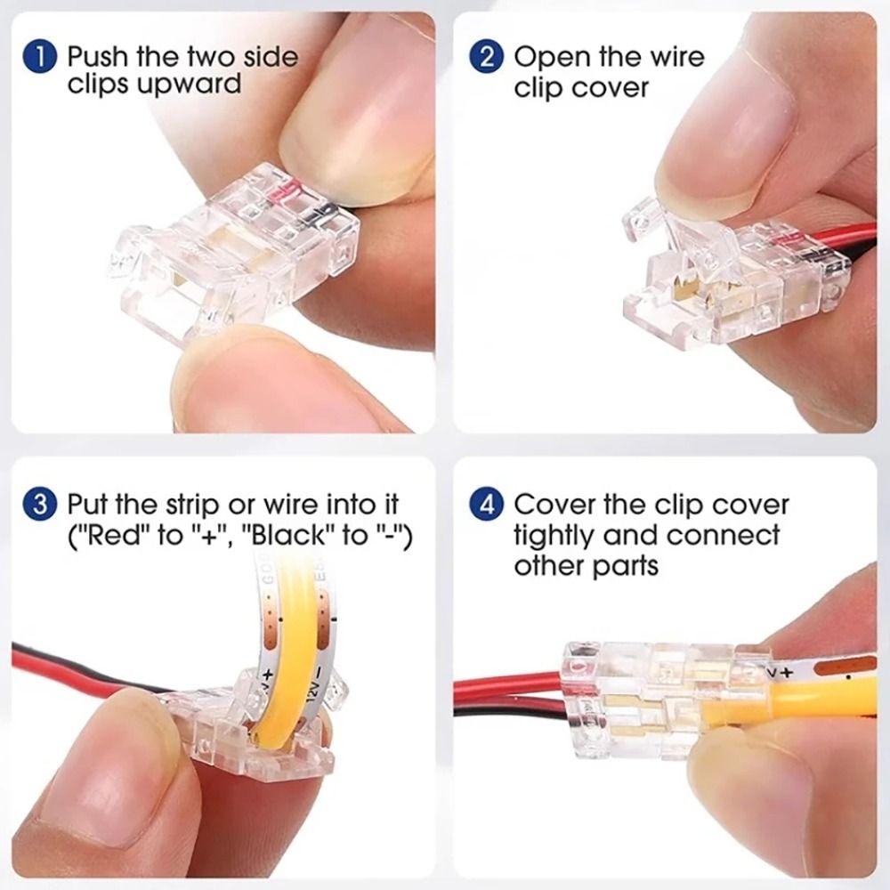 5Pcs/Set 2/3 Pin COB LED Wire Connector 8/10mm LED Strip Connectors  FCOB RGB CCT LED Strip Lights