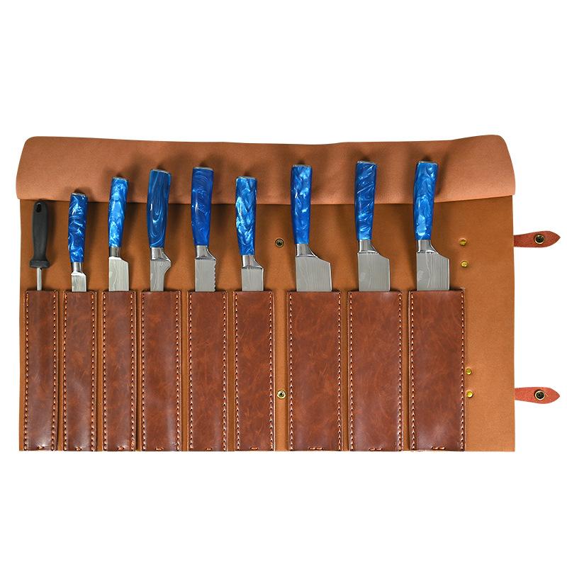 Bolsa Enrollable Duradera para Cuchillos de 8 9 11 Ranuras Piel PU Chef Santoku Cuchillo de Carnicero Estuche de Transporte Japonés Bolsillo de Almacenamiento para Cuchillos de Viaje Profesional