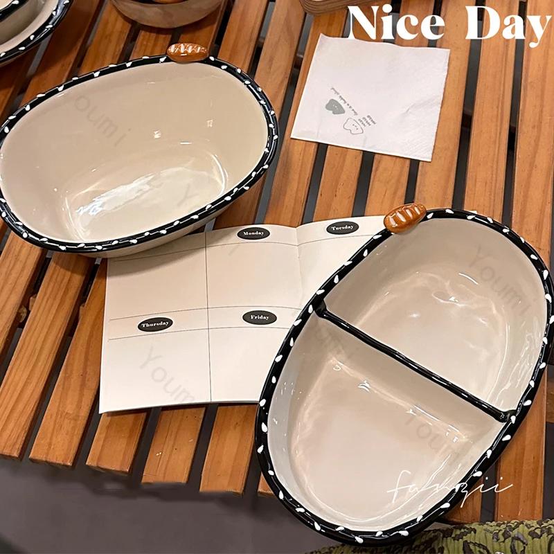 Creative Hand Painted Ceramic Plates Delicious Dishes Pasta Dining Plate Home Afternoon Tea Fruit Snack Exquisite Cute Tableware