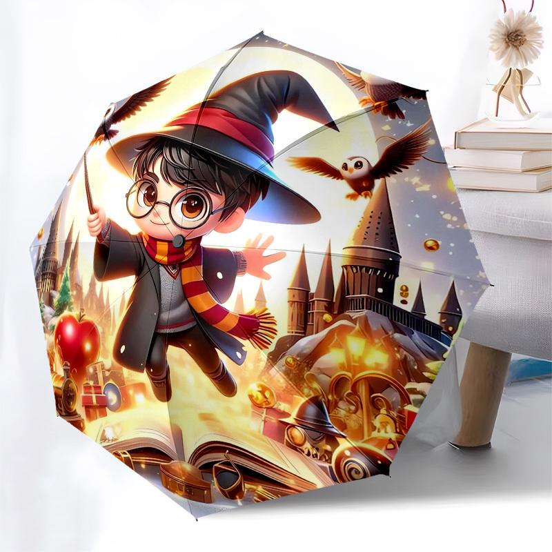 1pc Harry Potter Magical Adventure Umbrella with Plastic Handle,Cartoon Pattern,Suitable for All Seasons Multi-functional Umbrella463