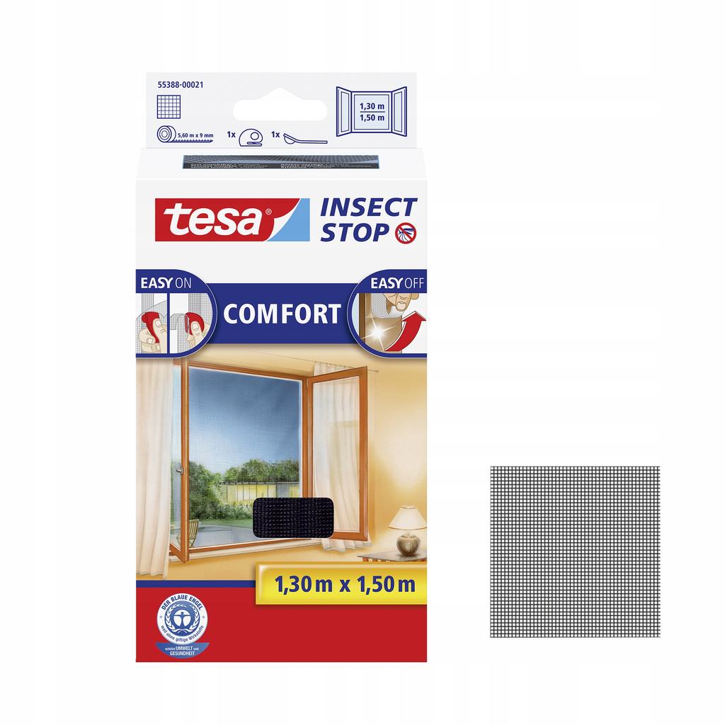 Tesa Window Mosquito Net Mesh for Window Velcro Tape Black 1.3X1.5M X2