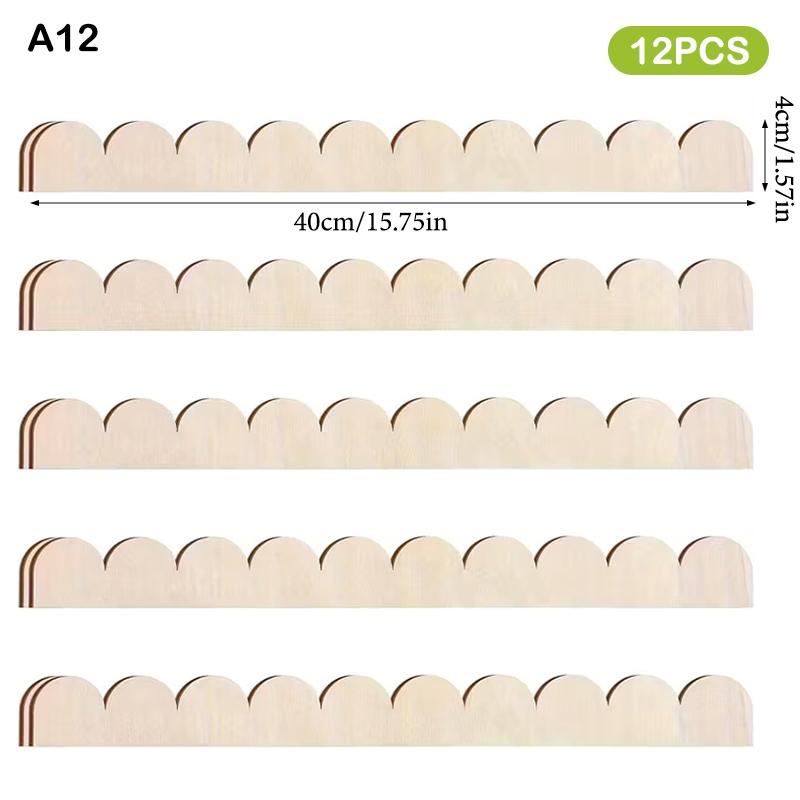 6/12pcs Fan-Shaped Decorative Wooden Strips Unfinished Wooden Frame For DIY Home Decor, Cabinet, Window Frames, Party Decoration