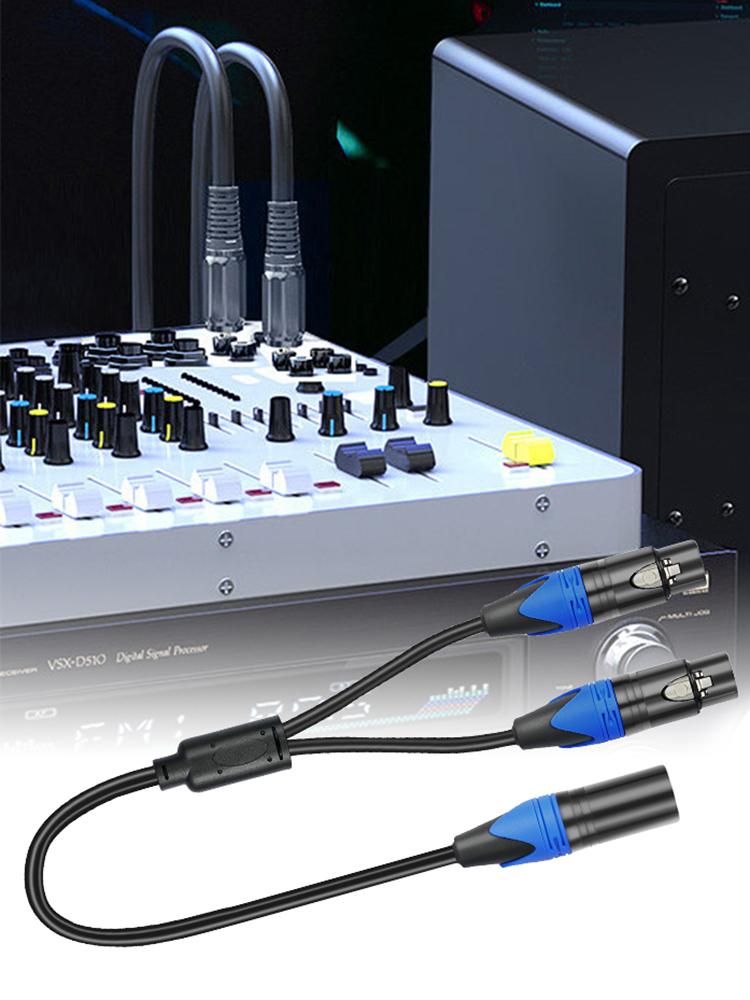 50cm 1 XLR Female To 2 XLR Male XLR Y Splitter Cable Microphone Splitter Cord Audio Micphone Cable Adapter for Mixer