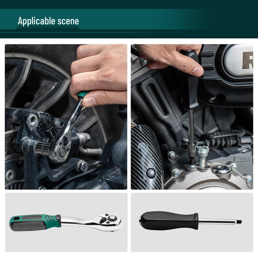 53-Piece Auto Repair Kit with 72-Tooth Ratchet, Socket Wrench, and Screwdriver Set