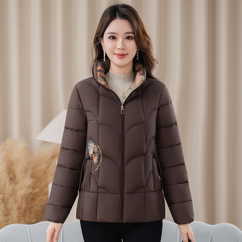 Middle-aged and Elderly Women's Clothing Cold-proof Padded Jacket Jacket Stand-up Collar Thickened Warm Down Padded Jacket
