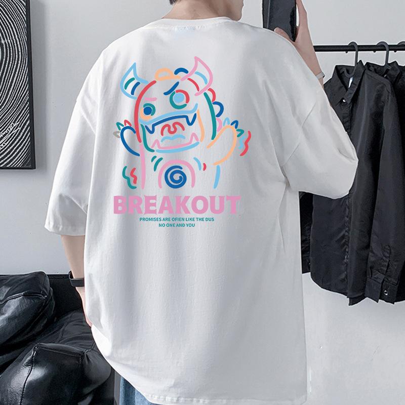 

Мужская футболка оверсайз с заниженной линией плеча Little Monster 100% хлопок уличная футболка XXXL белый