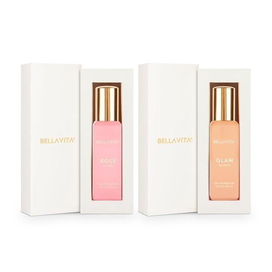 Bella Vita Luxury Glam & Rose Women Floral Perfume Combo With African Orange, Jasmine, Pink Pepper & Patchouli, Pack Of 2, 20 Ml Each