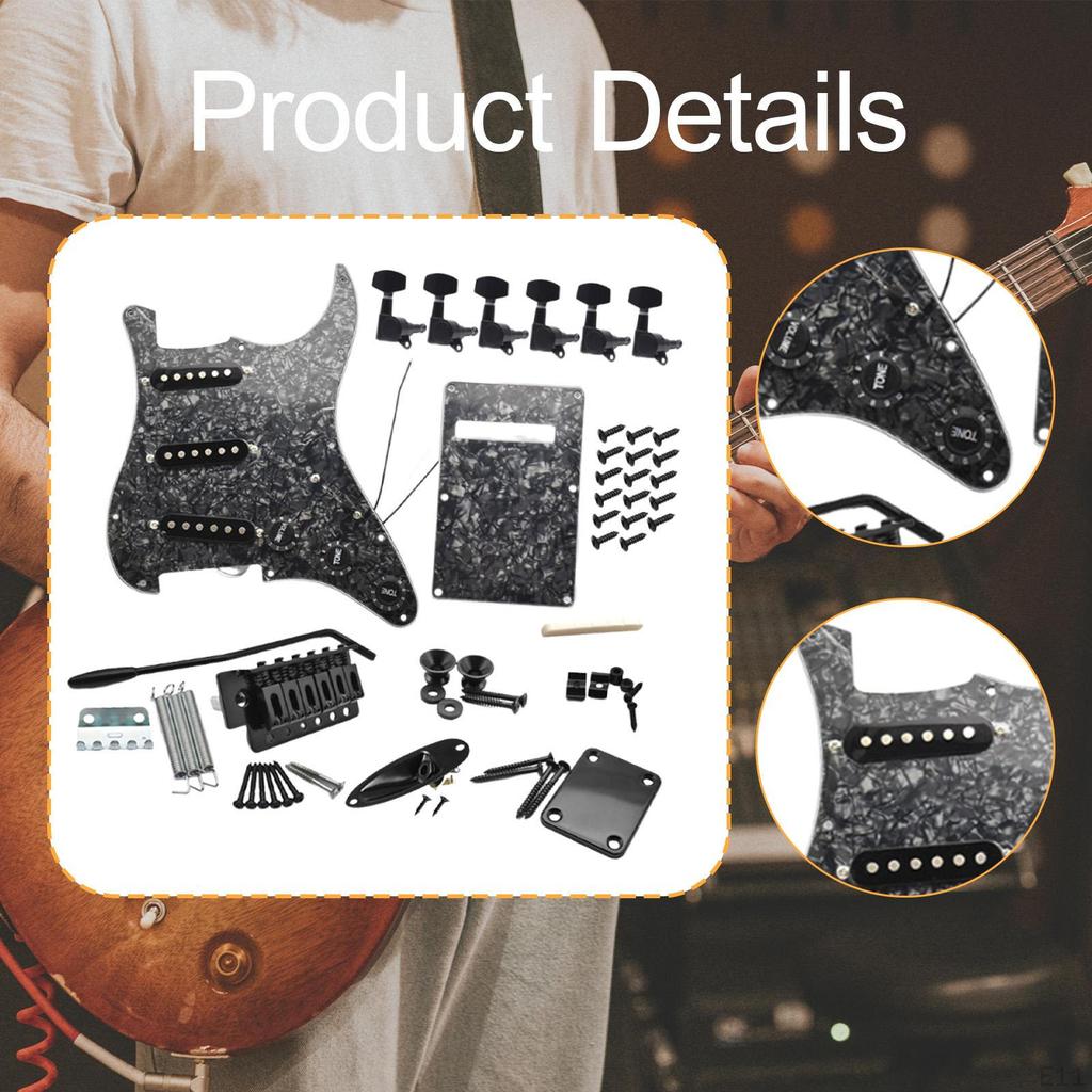 DIY Electric Guitar 11 Hole Scratchplate Portable Multifunction Sss Pickguard Tuning Pegs for