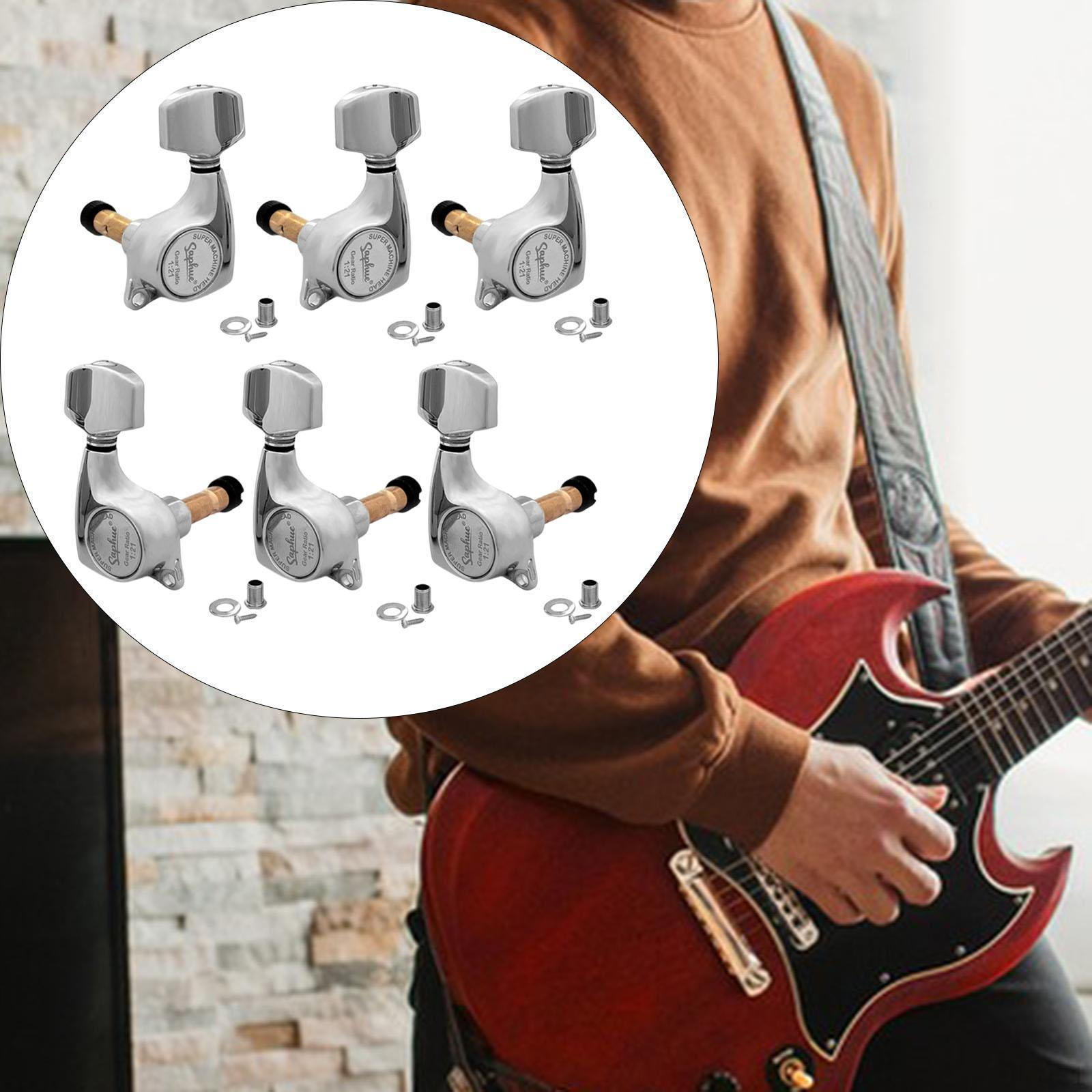 

6x Guitar Locking Tuners 1:21 Repair Parts Accessories for LP Style 3 Left 3 Right