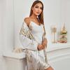 Women's Four Seasons Robe Pyjamas Set Nightdress Two-piece Set Gown Thin Style Outer Wear Medium Long Style Sleepwear Shawls