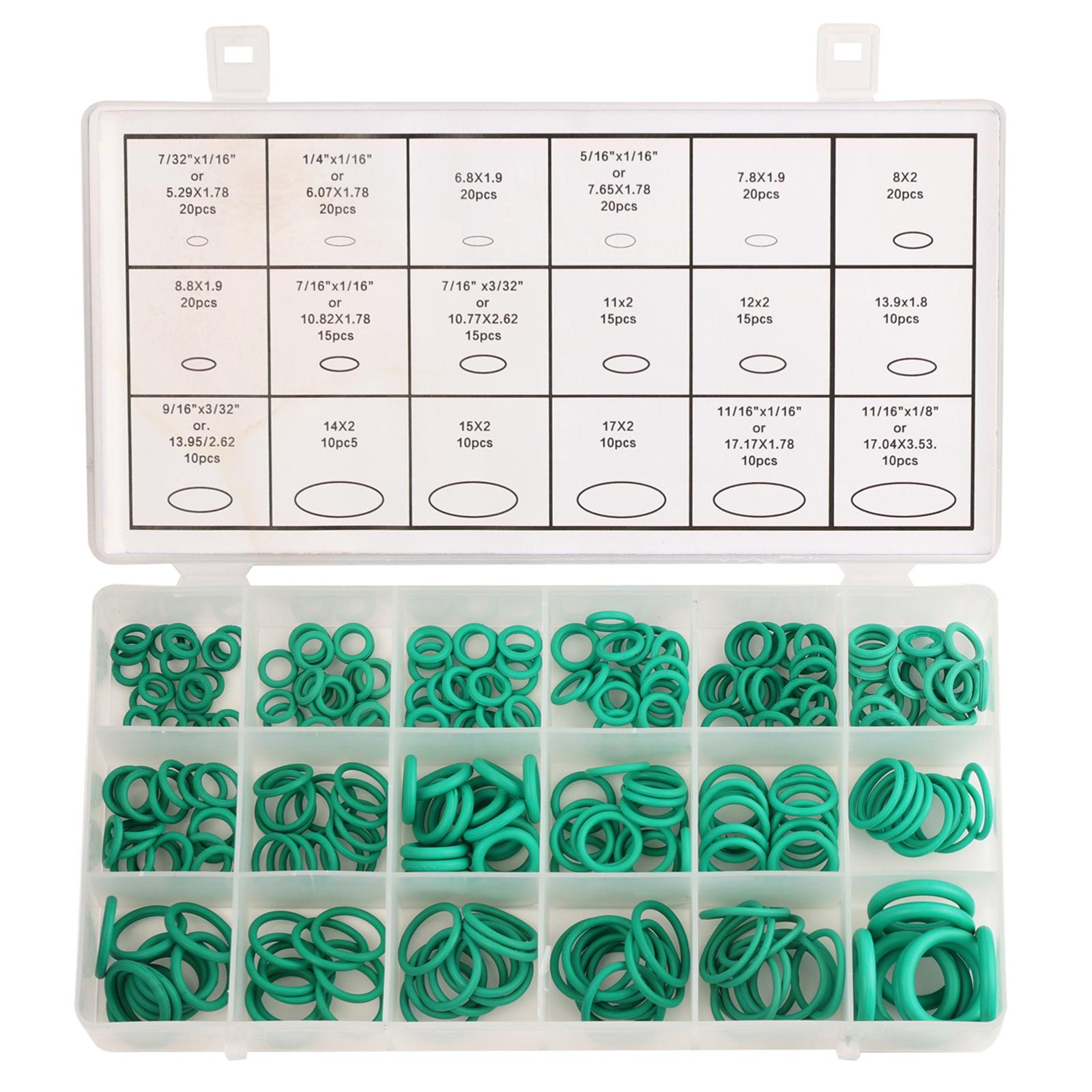 

270pcs/lot RU Ship Rubber O-ring Gasket Assortment Kit Seals Automotive Air Conditioning Refrigerant Orings Gasket Washer Set зелений