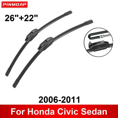 Car Wiper for Honda Civic Sedan 2006-2011 26" + 22" Front Rear Wiper Blades Brushes Cutter Accessories 2006 2007 2008 2009 2010 2011