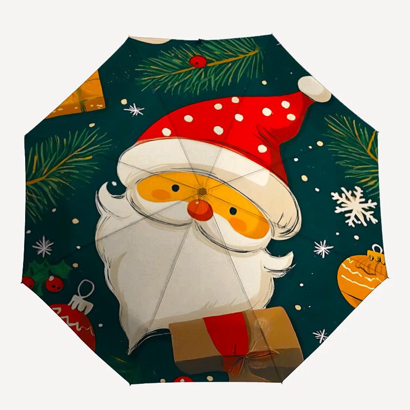 1pc Christmas Santa Claus Automatic Open/Close Umbrella, Portable Folding umbrella for Everyday Use yy250826069