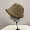Nylon waterproof velvet external drawstring front long rear short basin hat women's winter literary and leisure warm bucket hat