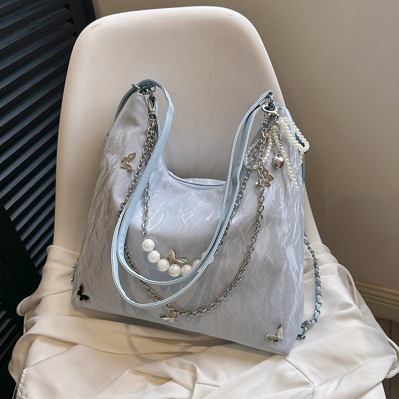 

Сумка премиум-текстуры женская большой вместимости 2025 новая нишевая дизайнерская цепочка сумка-мессенджер для поездок на работу повседневный рюкзак one size fits all синий