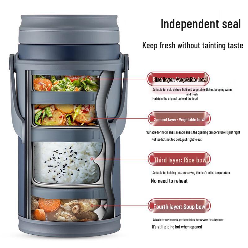 TAFUCO 316 Stainless Steel 4-Layer Vacuum Insulated Lunch Box 2.9L
