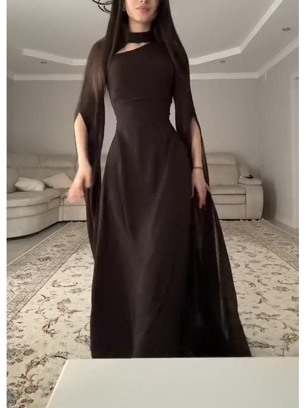 2025 Damen Einfarbiges Pendlerkleid mit Kappenärmeln