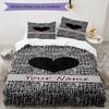 3PC Custom Name Heartbeat City Bedding Set Duvet Cover Closure Includes 1 Duvet Cover & 2 Pillowcases for Bedroom