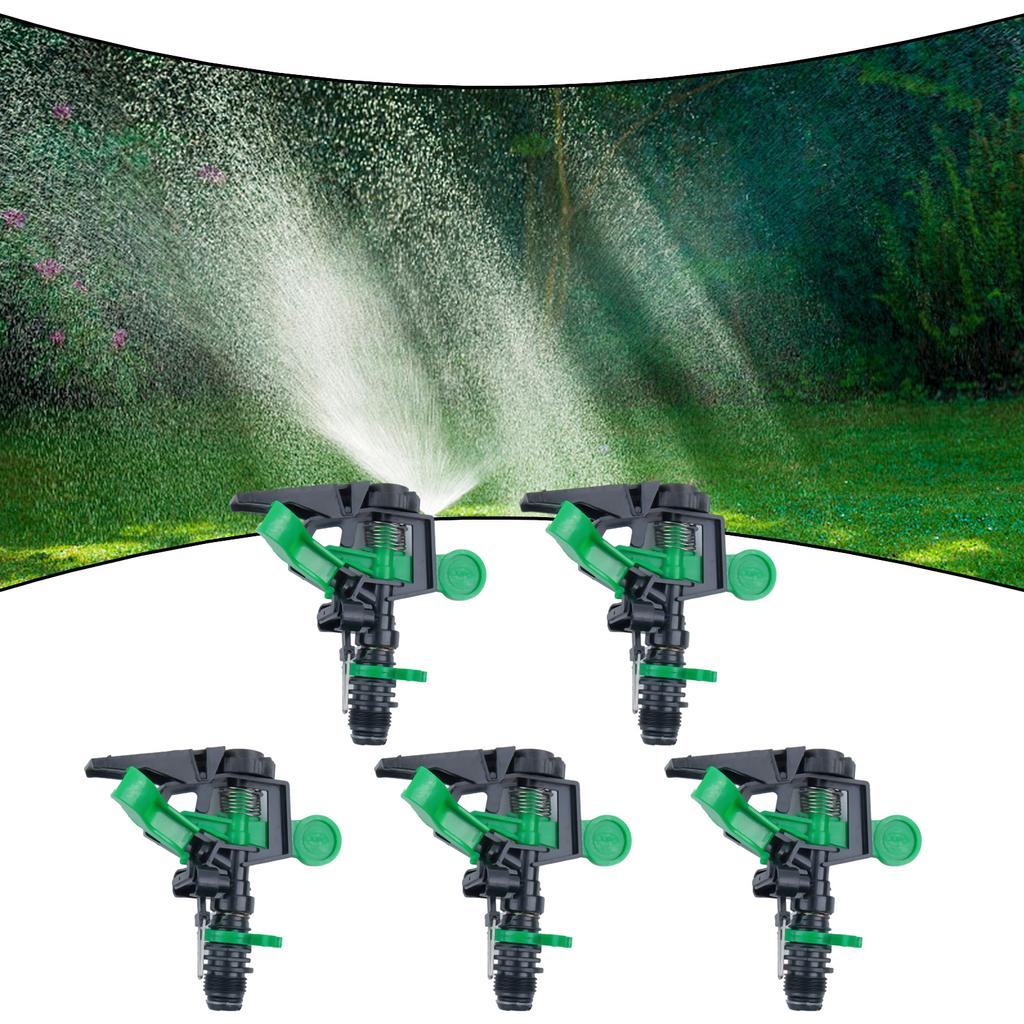Pack of 5 Adjustable ABS Sprinkler Heads for Efficient For 360 Degree Spray with Distances Up to 34Ft and 60Ft