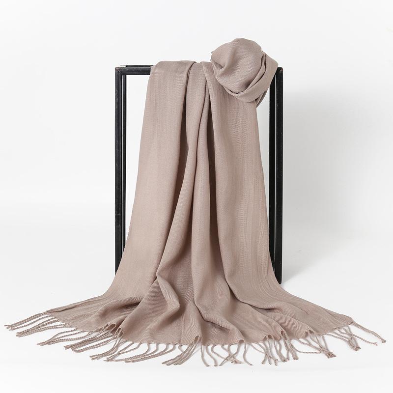 Autumn And Winter New Women'S Cashmere Scarf Solid Color Imitation Cashmere Pulling Scarf Thick Embroidery Cashmere Shawl